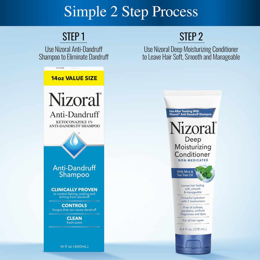 Nizoral Anti-Dandruff Shampoo, 14 Oz + Deep Moisturizing Conditioner, 9.4 Oz Bundle