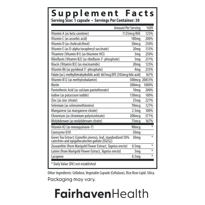 Fairhaven Health Women’s Multivitamin Essentials | Once-Daily Women’s Multivitamin Support for Energy, Immune Health, Eye Health, Hormone Balance | Gluten, Dairy, Soy Free | Non-GMO | 30 Capsules