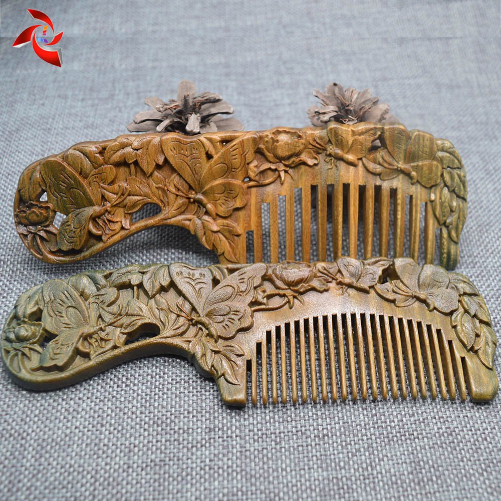 Xuanli 2 pcs Natural SandalWood Comb Hair Care Anti Static Wooden Hair Massage Natural Brush Beard Comb (M013)