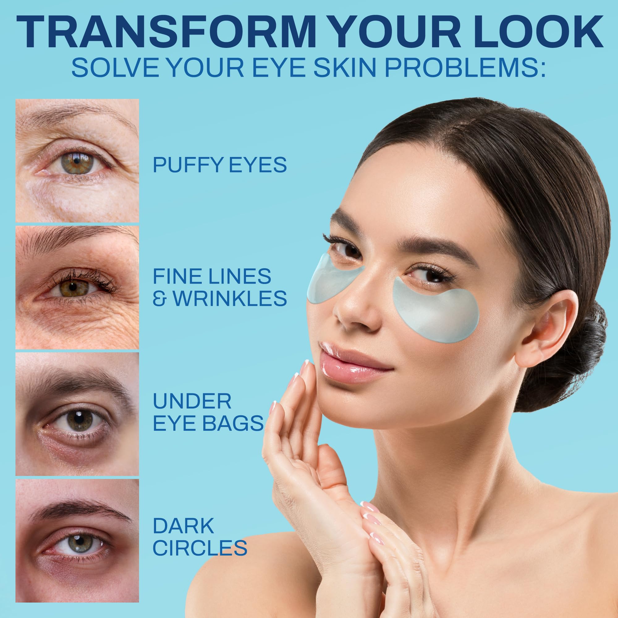 KINPUR ORGANIC COSMETICS Under Eye Patches for Puffy Eyes - Hyaluronic Acid and Collagen - Under Eye Mask for Eye Bags, Dark Circles, Fine Lines - Deep Skin Moisturizing - 30 Pairs, American Quality