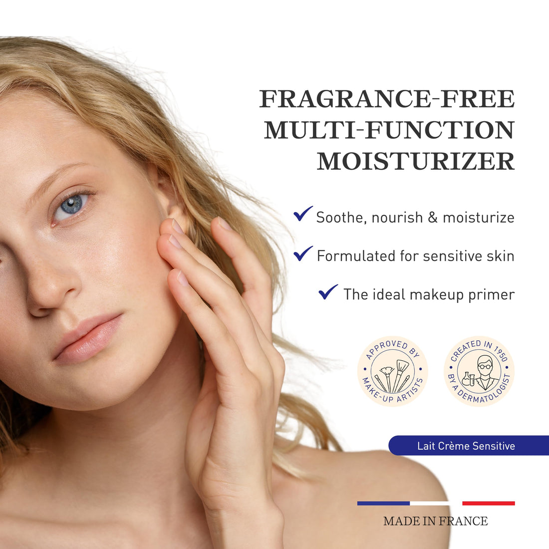 Embryolisse Lait Crème Sensitive Moisturizer. Hypoallergenic Face & Body Cream for All Skin Types With Aloe Vera & Shea Butter. Fragrance-Free & Suitable for Sensitive Skin, 3.38 Fl Oz