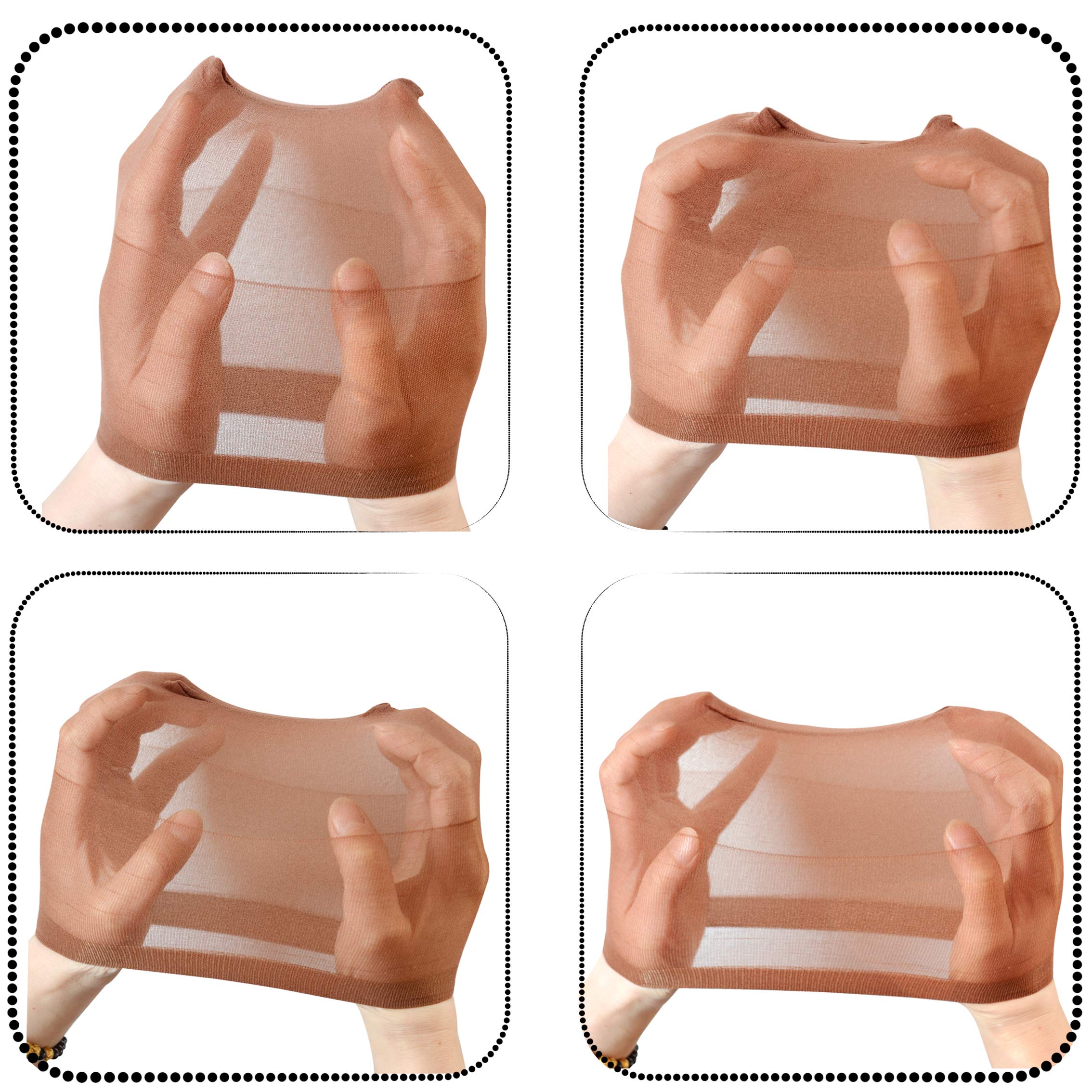 12 pieces Wig Caps Dark Brown Stocking Nylon Wig Caps for Women Mesh Wig Cap (Dark Brown)