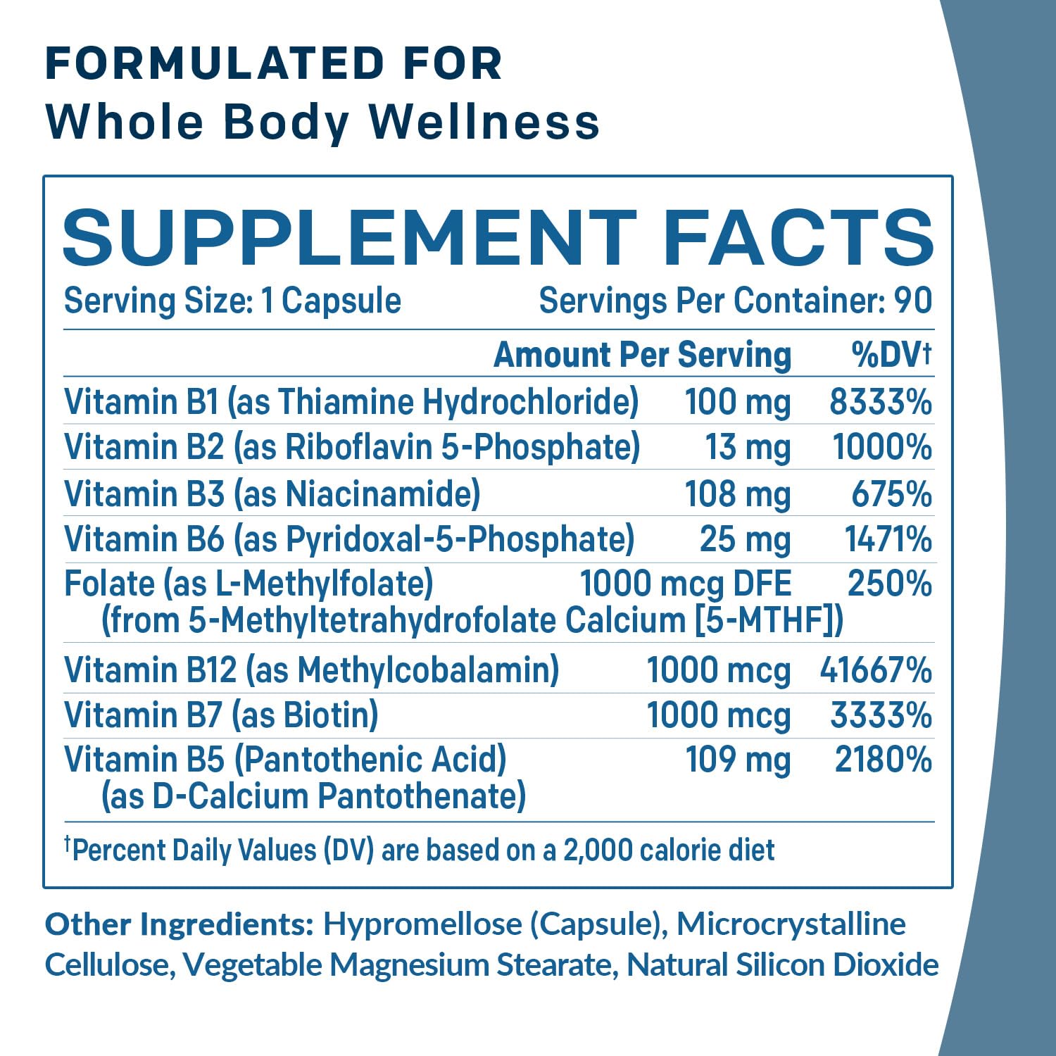 Methylated B Complex with Methylfolate and B12 Methylcobalamin 1000 mcg - Methylated Multivitamin for Energy, Brain Function, and Wellness - Vitamin B Complex for Men & Women (90 Servings) (Pack of 1)