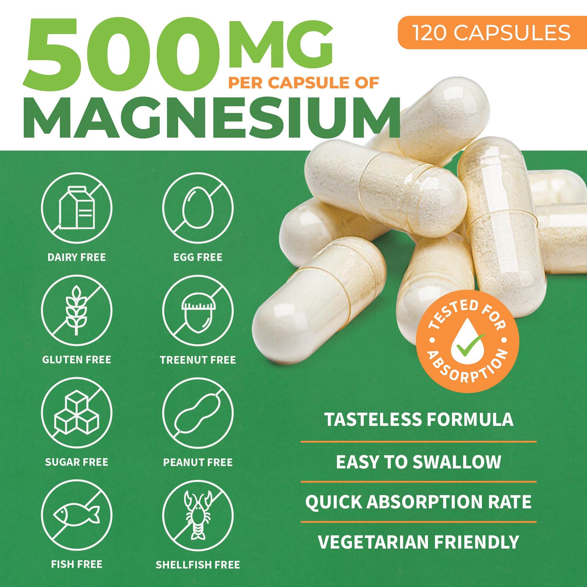 ForestLeaf Magnesium Complex 500mg - Magnesium 500mg Capsules - Magnesium Supplement 500 mg - Magnesium for Sleep, Magnesium for Constipation - Magnesium Supplement for Women (120 Ct)