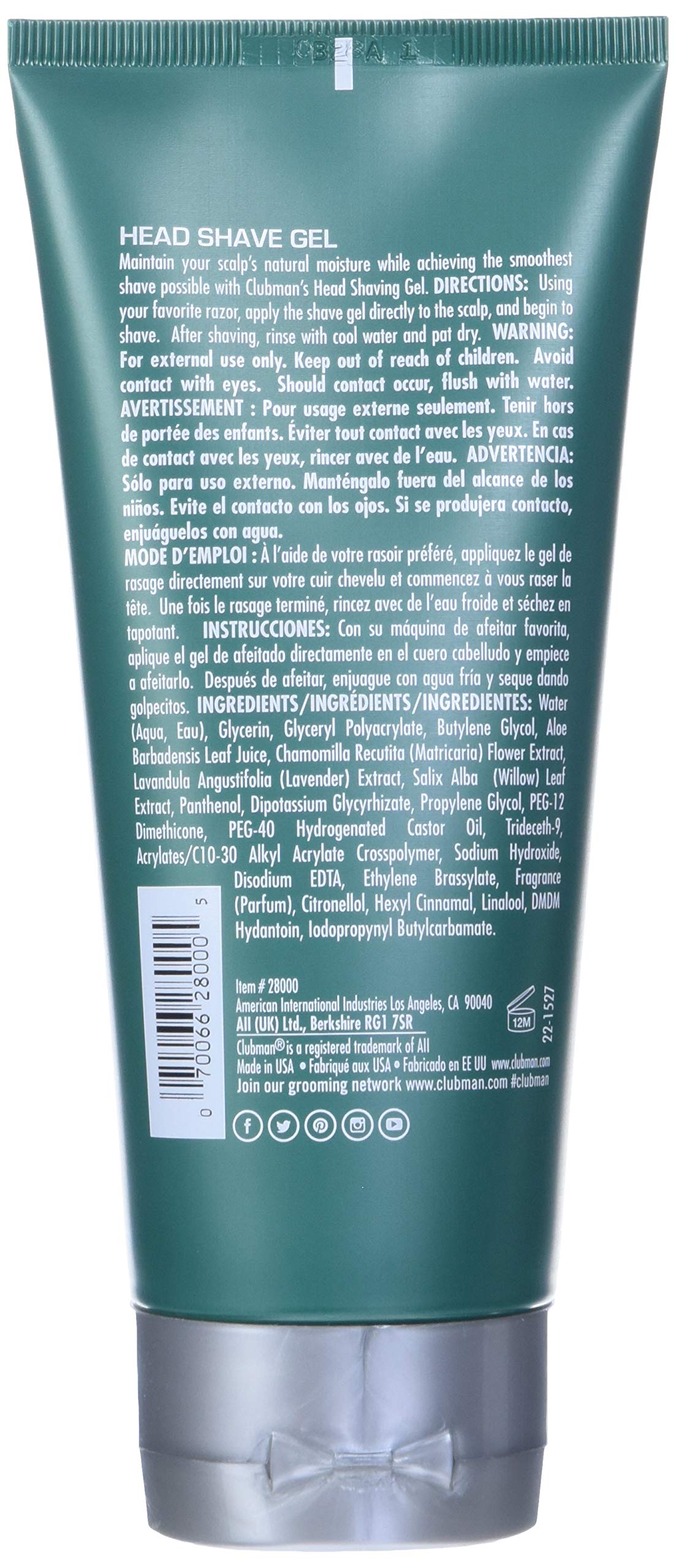 Clubman Head Shave Gel, 6 Ounce