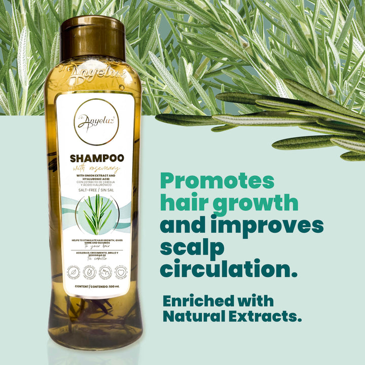 ANYELUZ Rosemary Shampoo and Aloe Conditioner Set, Volume and Hydration for your Hair, with Hyaluronic, Argan Oil and Rosemary, Moisturizes and Enhances Shine