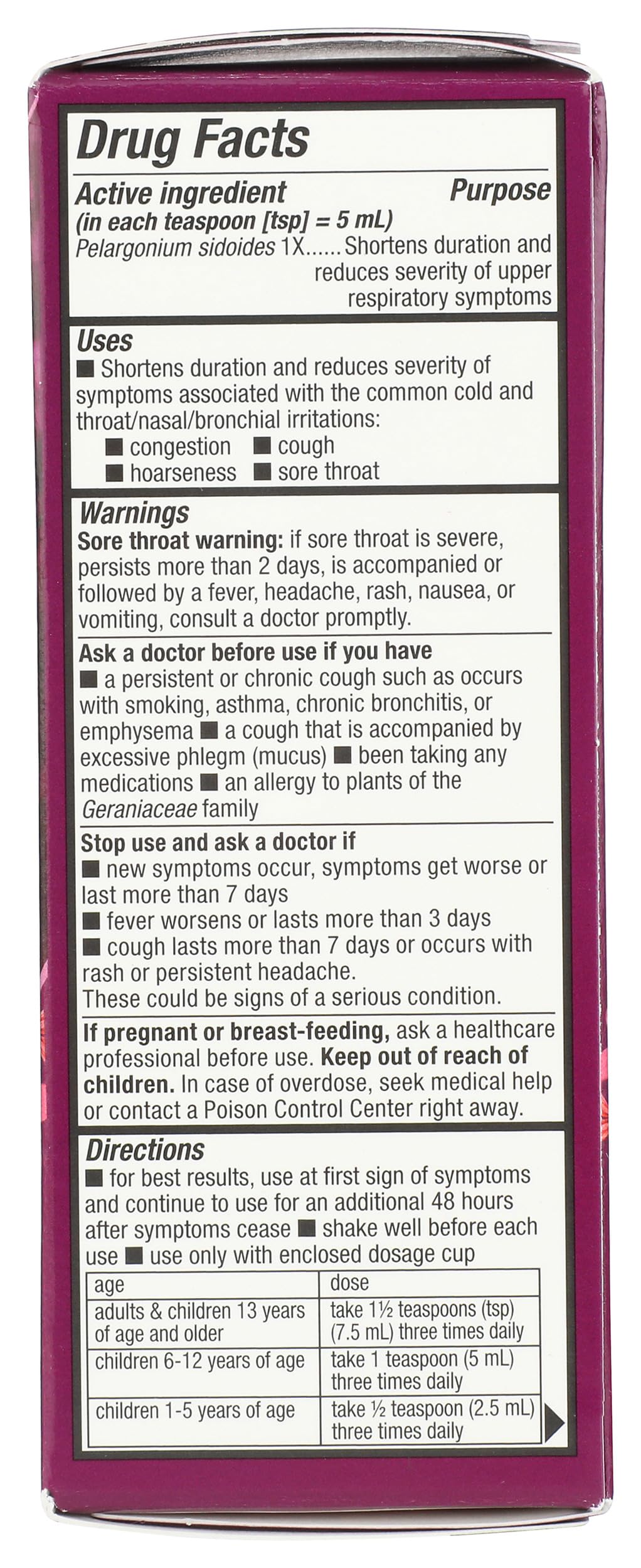 Nature's Way Umcka ColdCare Children's Cherry Syrup, Kids 6+, 4 Fluid Ounce (Pack of 3)
