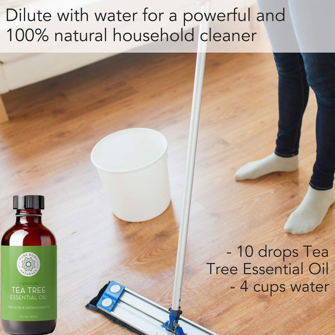 Tea Tree Essential Oil, 4 Fl Oz with Dropper - Undiluted Therapeutic Grade for Your Face, Skin, Hair and Diffuser - 100% Pure Melaleuca Oil for Acne, Toenails - by Pure Body Naturals