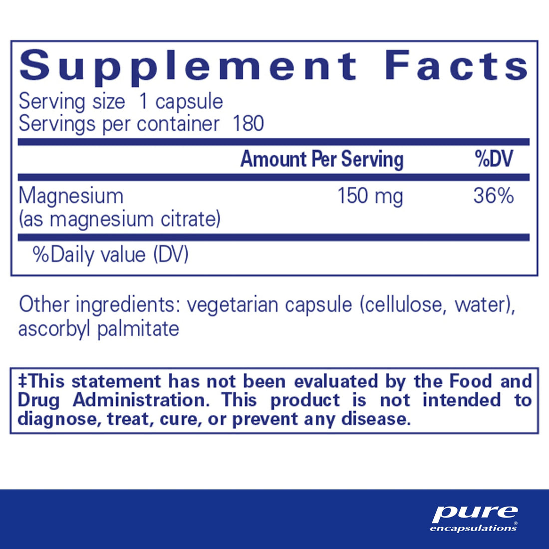 Pure Encapsulations Magnesium (Citrate) - Supplement for Sleep, Heart Health, Cognitive Health, Bone Health, Energy, Muscles, and Metabolism* - with Premium Magnesium - 180 Capsules