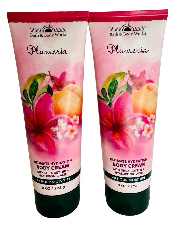 Bath & Body Works Womens Plumeria Ultimate Hydration Body Cream 8 Ounces Pack of 2
