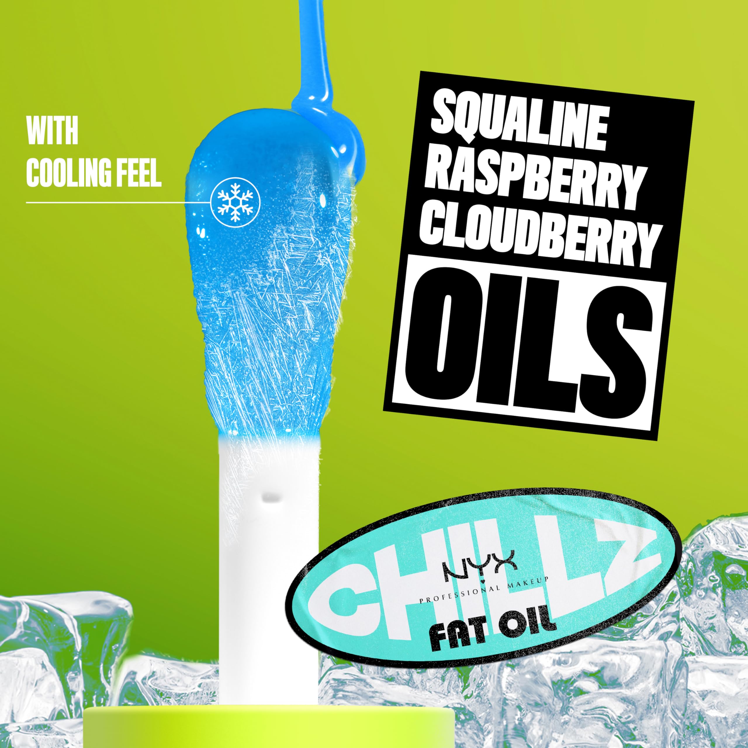 NYX PROFESSIONAL MAKEUP Fat Oil Chillz, Moisturizing, Shiny and Vegan Tinted Lip Gloss - Polar Peppermint (Sheer Blue)