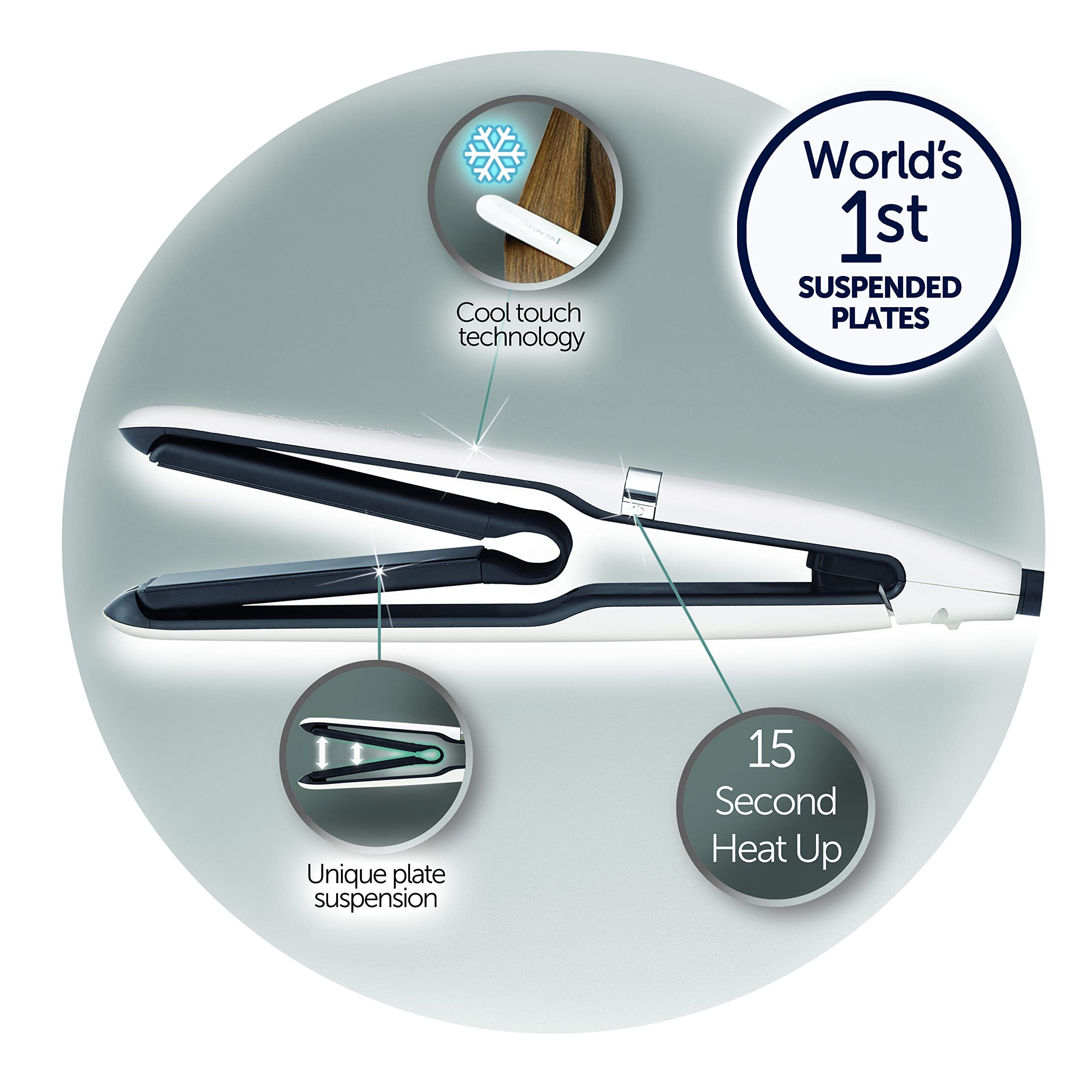 Remington S7412 Air Plates Ceramic Hair Straightener, White