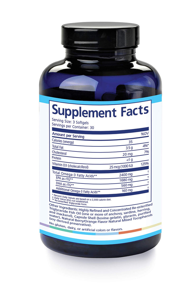 PRN De3 Omega-3 Fish Oil – 180 Softgels, 60-Day Supply – 2240mg EPA & DHA with No Fishy Burps – Fish Oil Supplements for Dry Eye Care