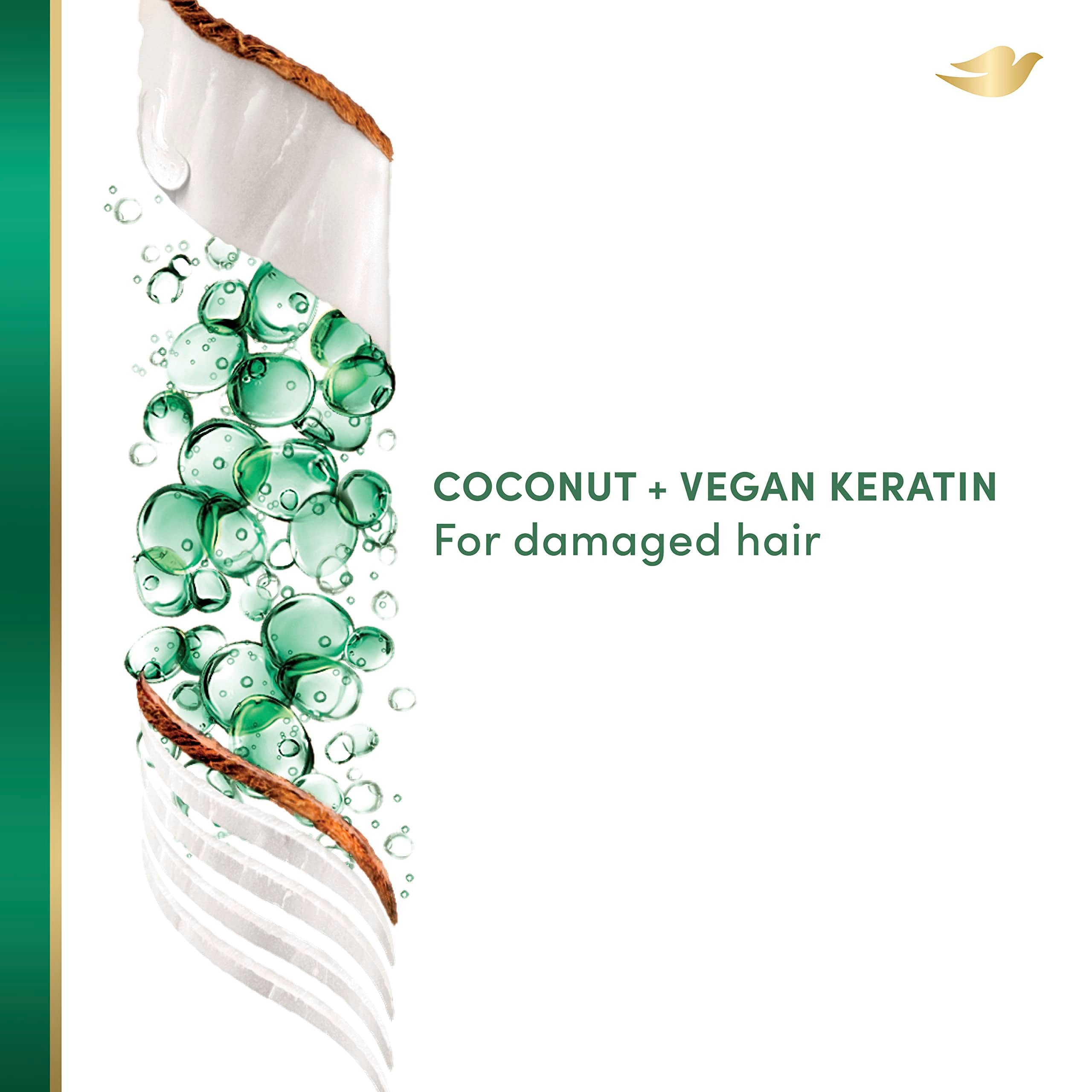 Dove RE+AL Bio-Mimetic Care Conditioner For Damaged Hair Repair Coconut + Vegan Keratin Silicone-Free Conditioner 10oz