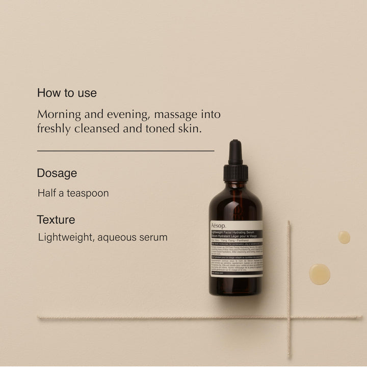 Aesop Lightweight Facial Hydrating Face Serum | 100mL/3.4 oz Anti Aging Serum for Face | Hydrating Serum for All Skin Types | Paraben-Free, Cruelty-Free & Vegan Face Serum