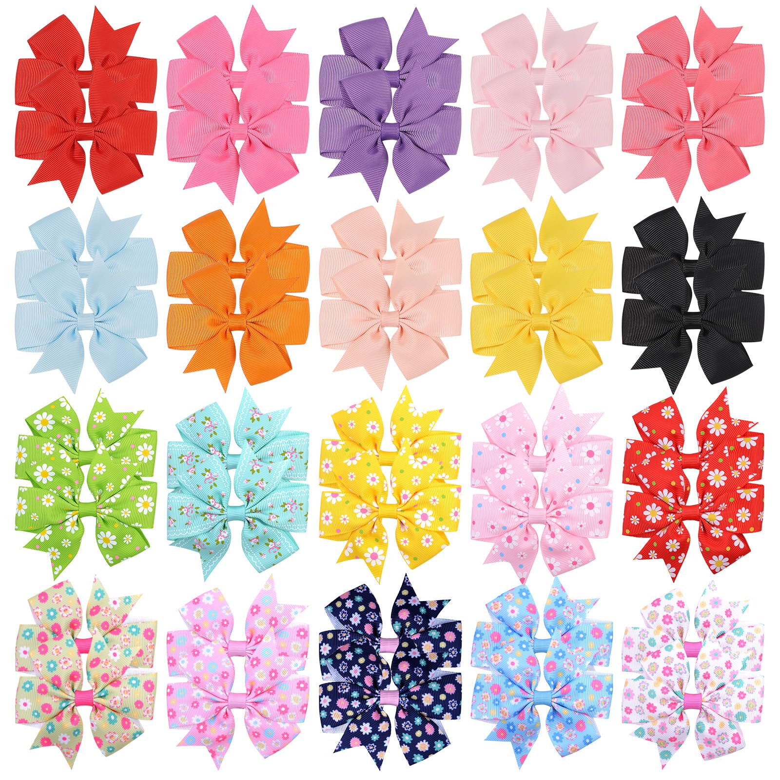 Choicbaby 40pcs Baby Girls Grosgrain Ribbon Pinwheel Hair Bows Alligator Clips Hair Pins Barrettes for Toddler Infants Newborn