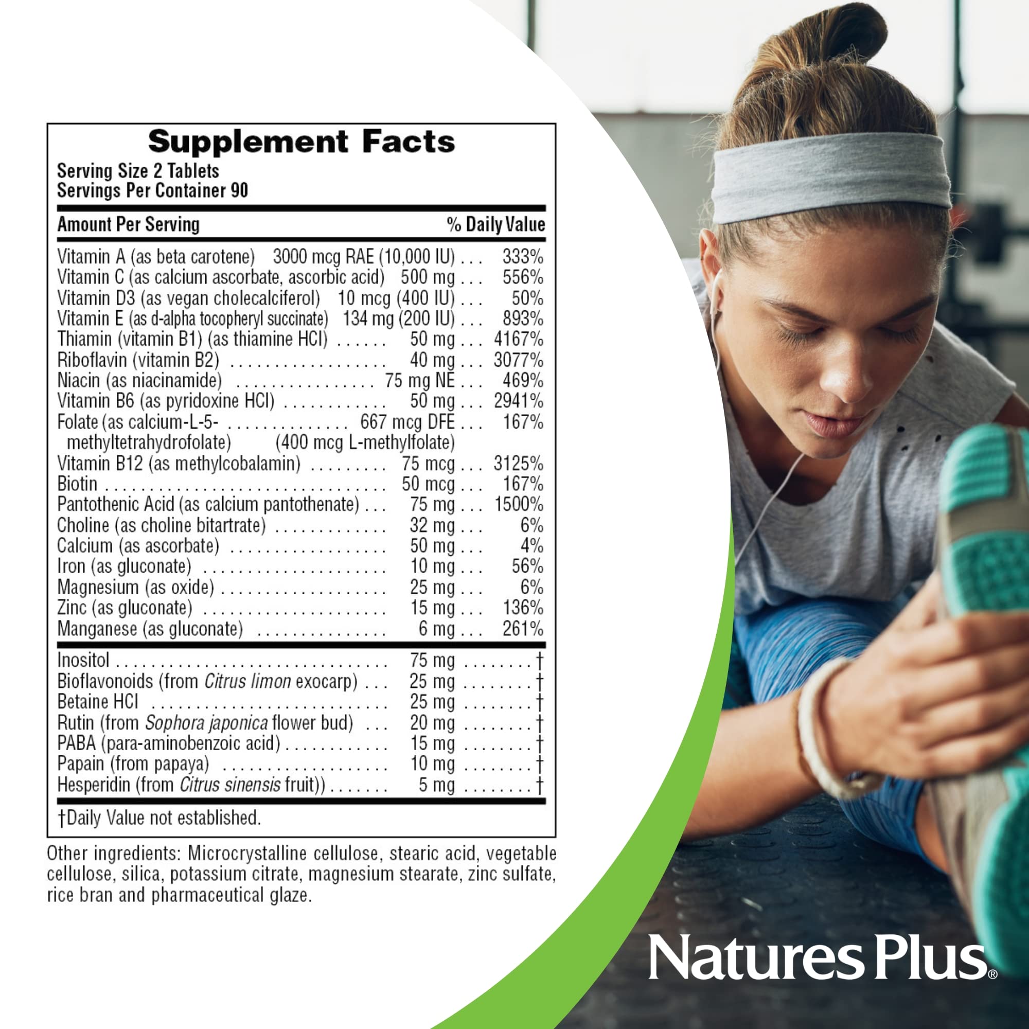 Natures Plus Nutri-Genic Multivitamin - 180 Vegetarian Tablets - Hypo-Allergenic Natural Multivitamin & Mineral Supplement for Sensitive People - Allergen-Free, Gluten-Free - 90 Servings