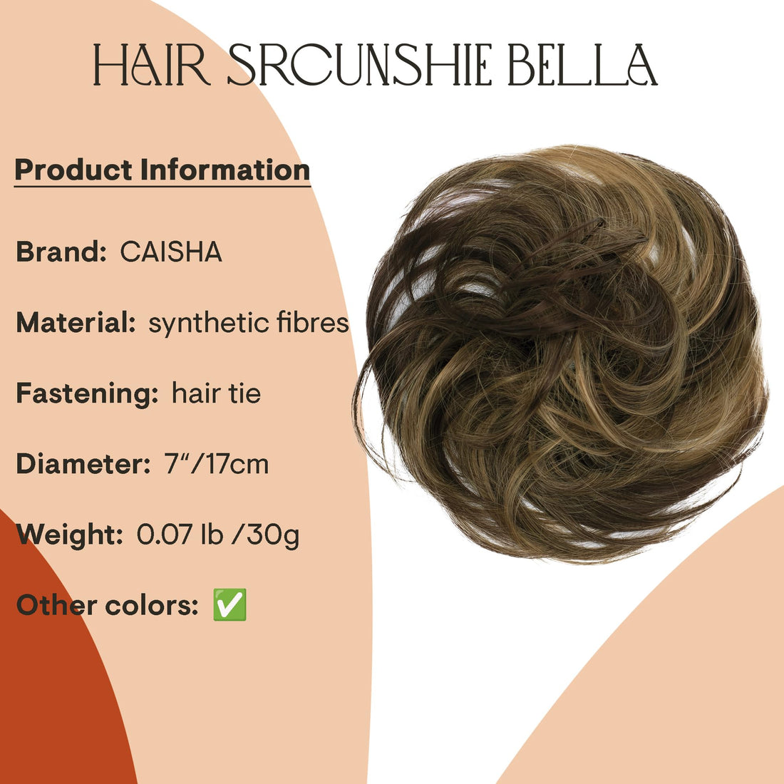 Brown mix #32H26 G40B : PRETTYSHOP Hairpiece Hair Rubber Scrunchie Scrunchy Updos VOLUMINOUS Curly Messy Bun Brown mix #32H26 G40B