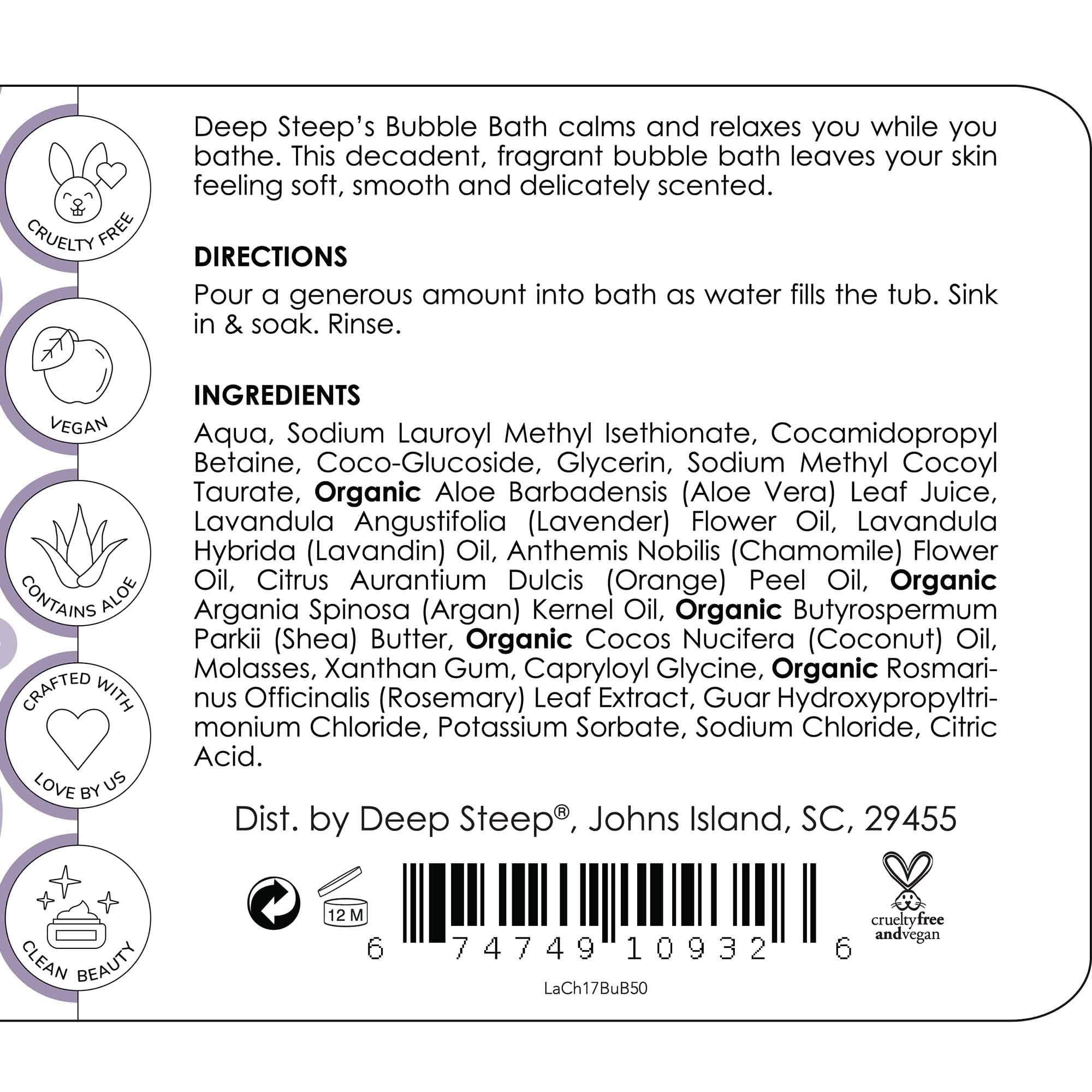 Lavender Chamomile: Deep Steep Bubble Bath, 17 Ounce (Pack Of 2) (Lavender Chamomile)