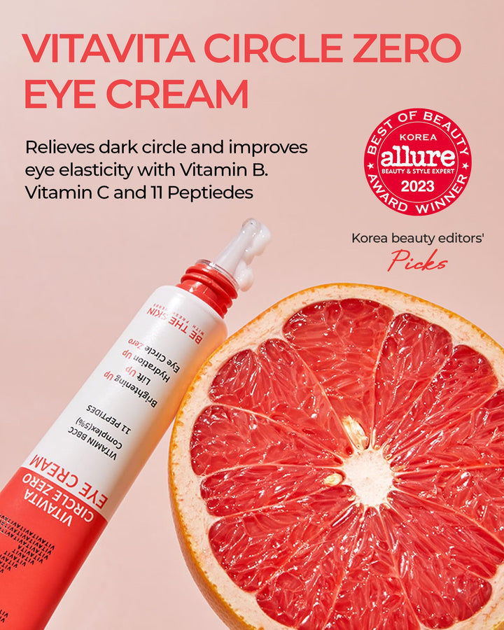 BE THE SKIN Vitavita Circle Zero Eye Cream - Radiance Dark Circle Under Eye Cream with Vitamin B, C, Niacinamide, 11 Peptides - Anti Aging, Wrinkle Reducer, 1.01oz.