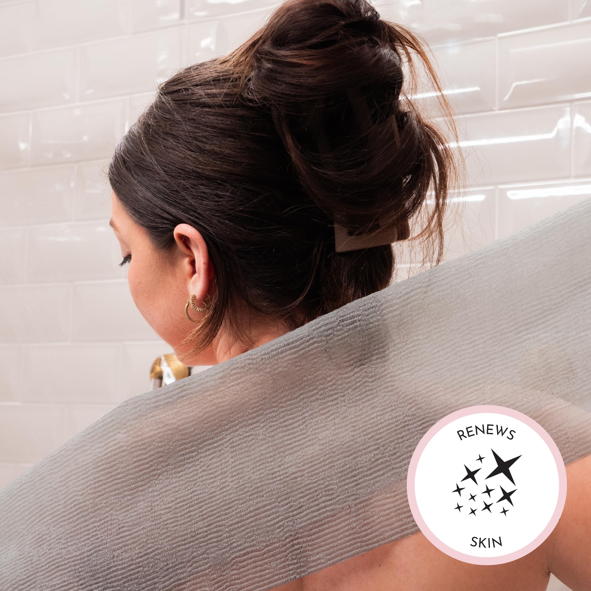 S&T INC. 518301 Body Exfoliating Cloths - 11.8 Inch X 35.4 Inch, Grey, 3 Pack, 3 Count