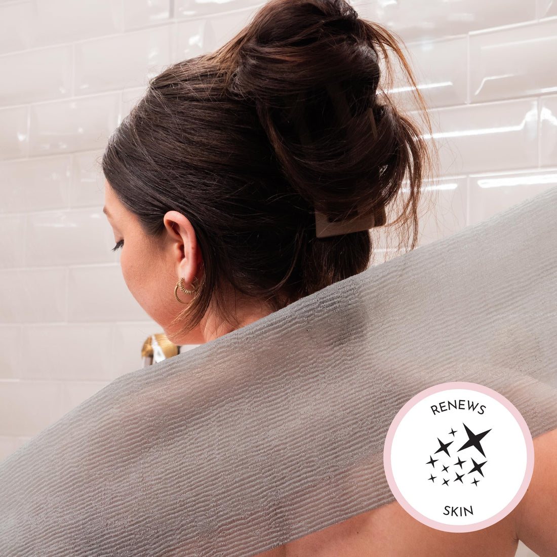 S&T INC. 518301 Body Exfoliating Cloths - 11.8 Inch X 35.4 Inch, Grey, 3 Pack, 3 Count