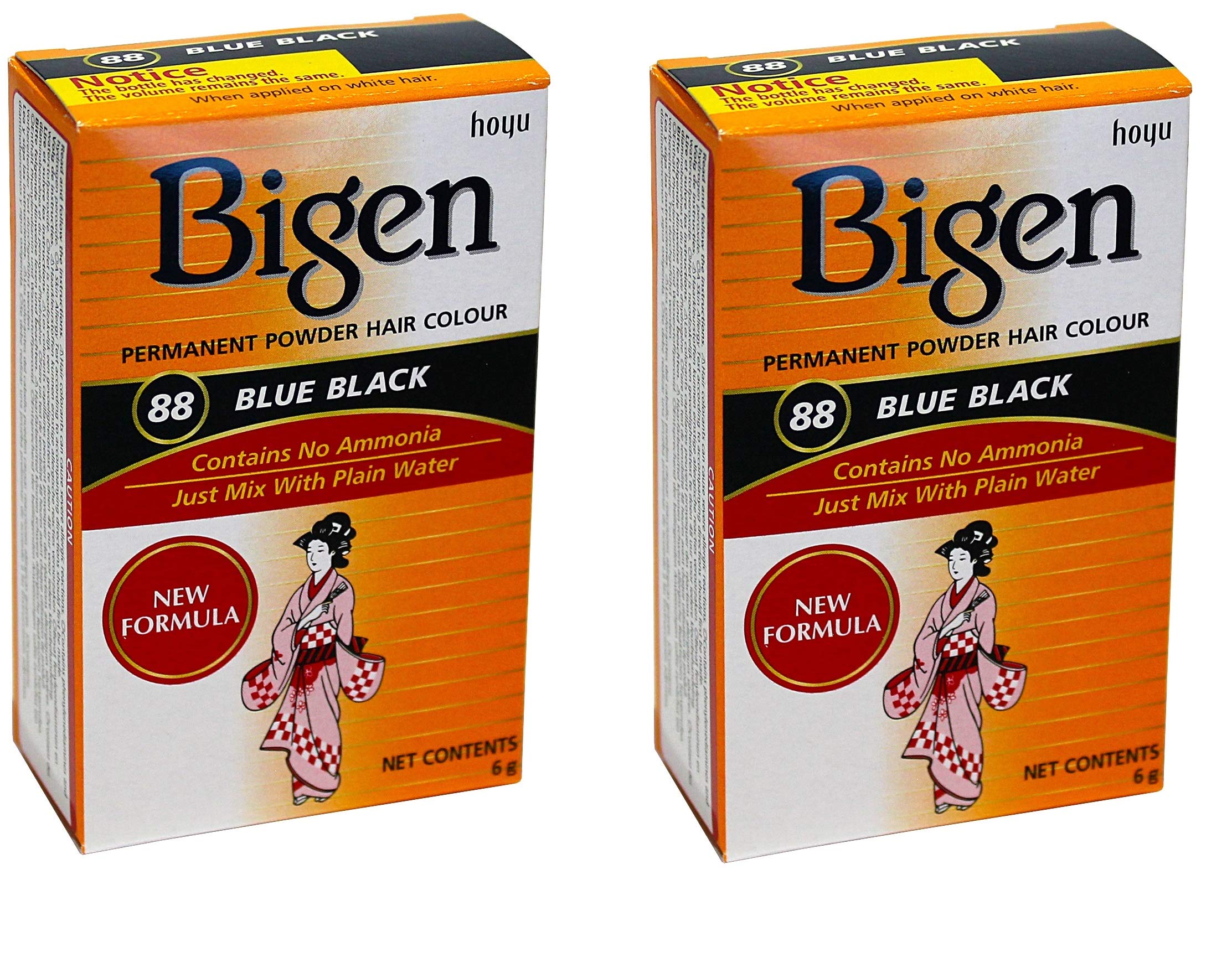 Bigen Permanent Powder Hair Color 88 Blue Black 1 ea (Pack of 2)