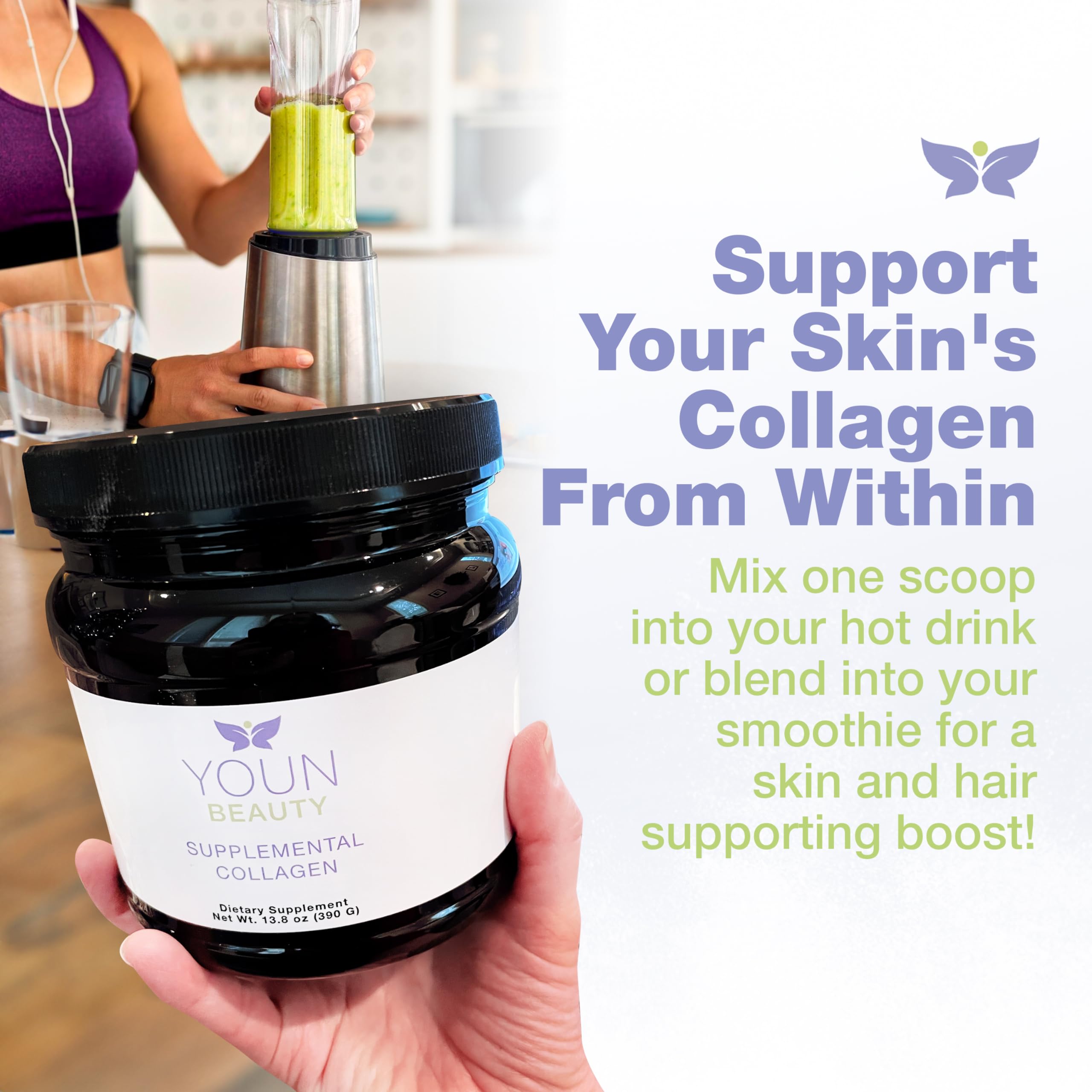 YOUN Beauty Supplemental Collagen Powder by Holistic Plastic Surgeon Dr. Anthony Youn, 30 Servings (Unflavored) – Fortigel, Fortibone & Verisol Multi-Collagen Peptides for Skin Health