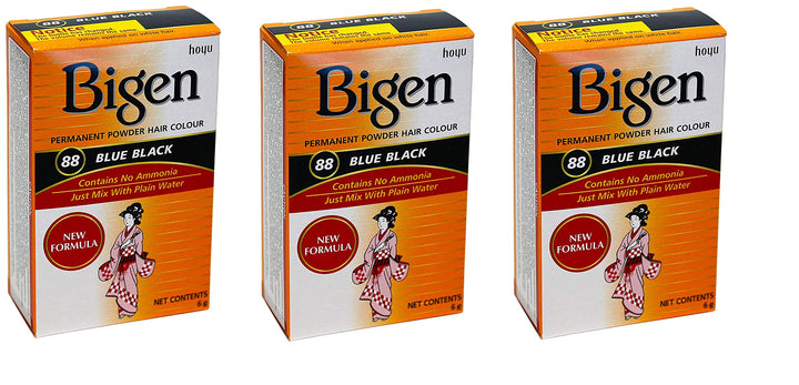 Bigen Permanent Powder Hair Color 88 Blue Black 1 ea (Pack of 3)