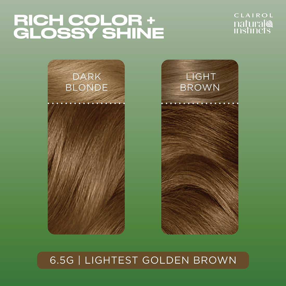 Clairol Natural Instincts Semi-Permanent Hair Dye, 6.5G Lightest Golden Brown Hair Color, 1 Count