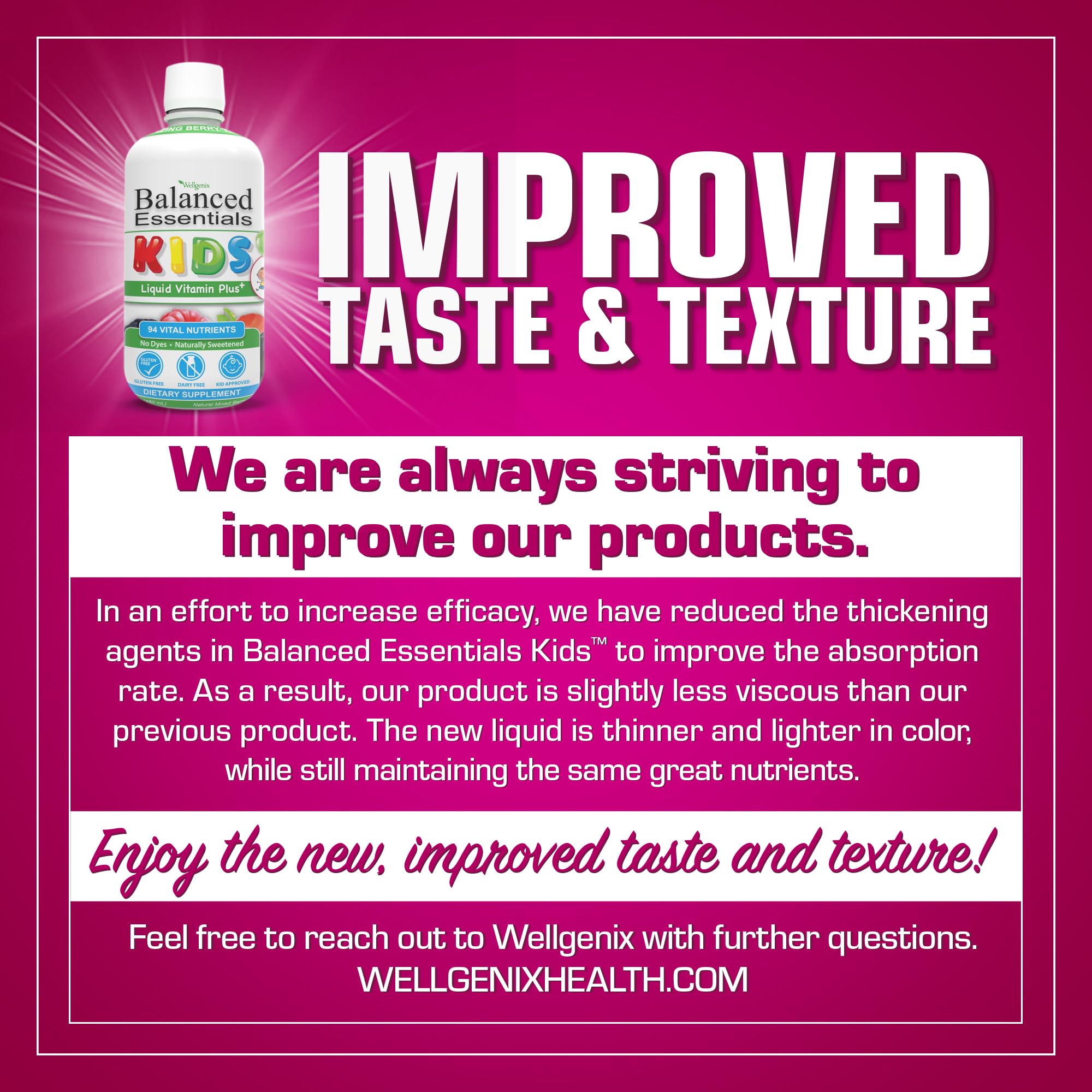 Wellgenix Balanced Essentials Liquid Kids Vitamin - Nutritional Multivitamin for Picky Eaters - Boost Immune System and Overall Health -Children, Toddler -Berry Flavor 16 Fl Oz