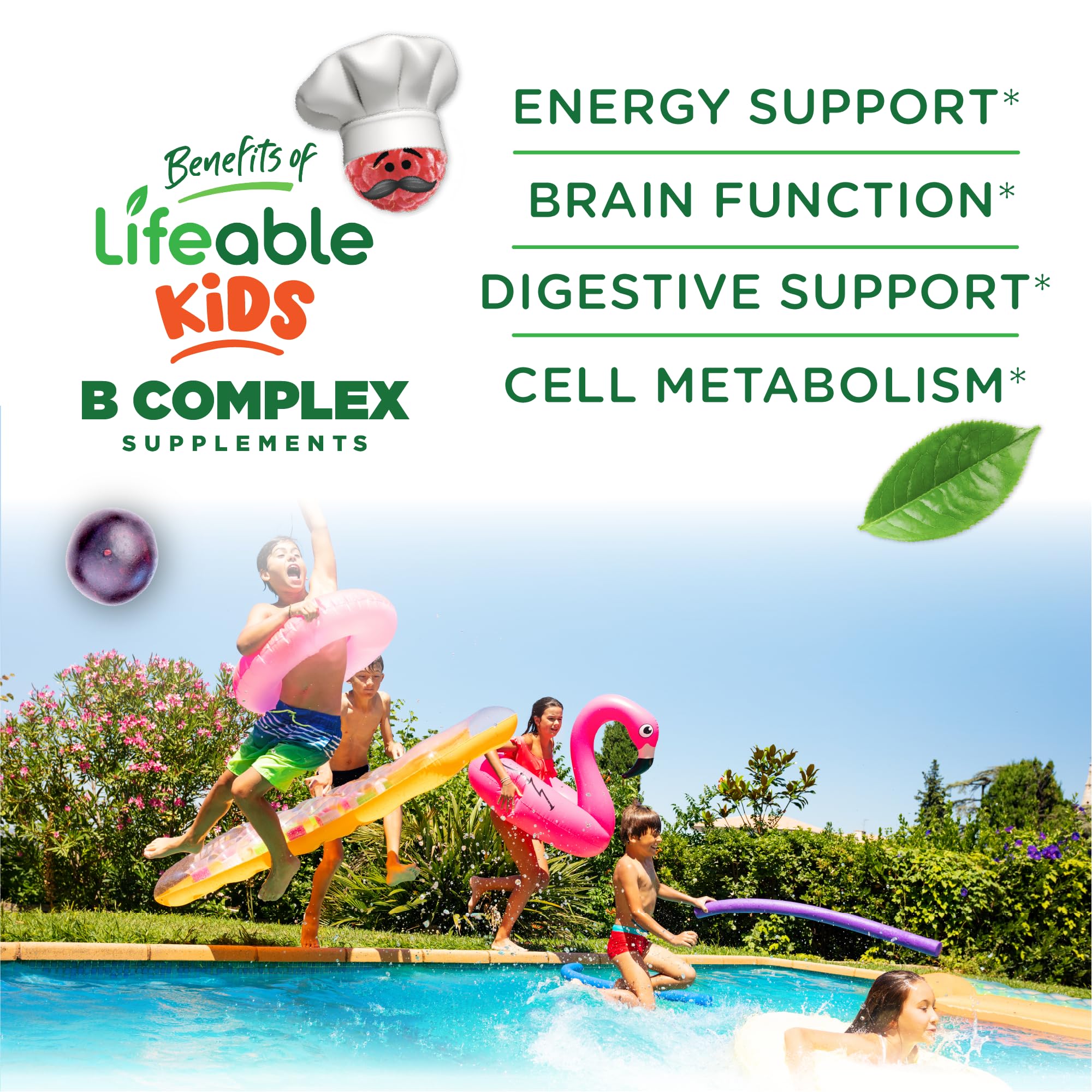 Lifeable Sugar Free Vitamin B Complex for Kids | B-Complex with Vitamin C | Great Tasting VIT B Complex Vitamins | Energy and Nerve Support | Kids B Vitamins Complex for Boys and Girls | 90 Gummies