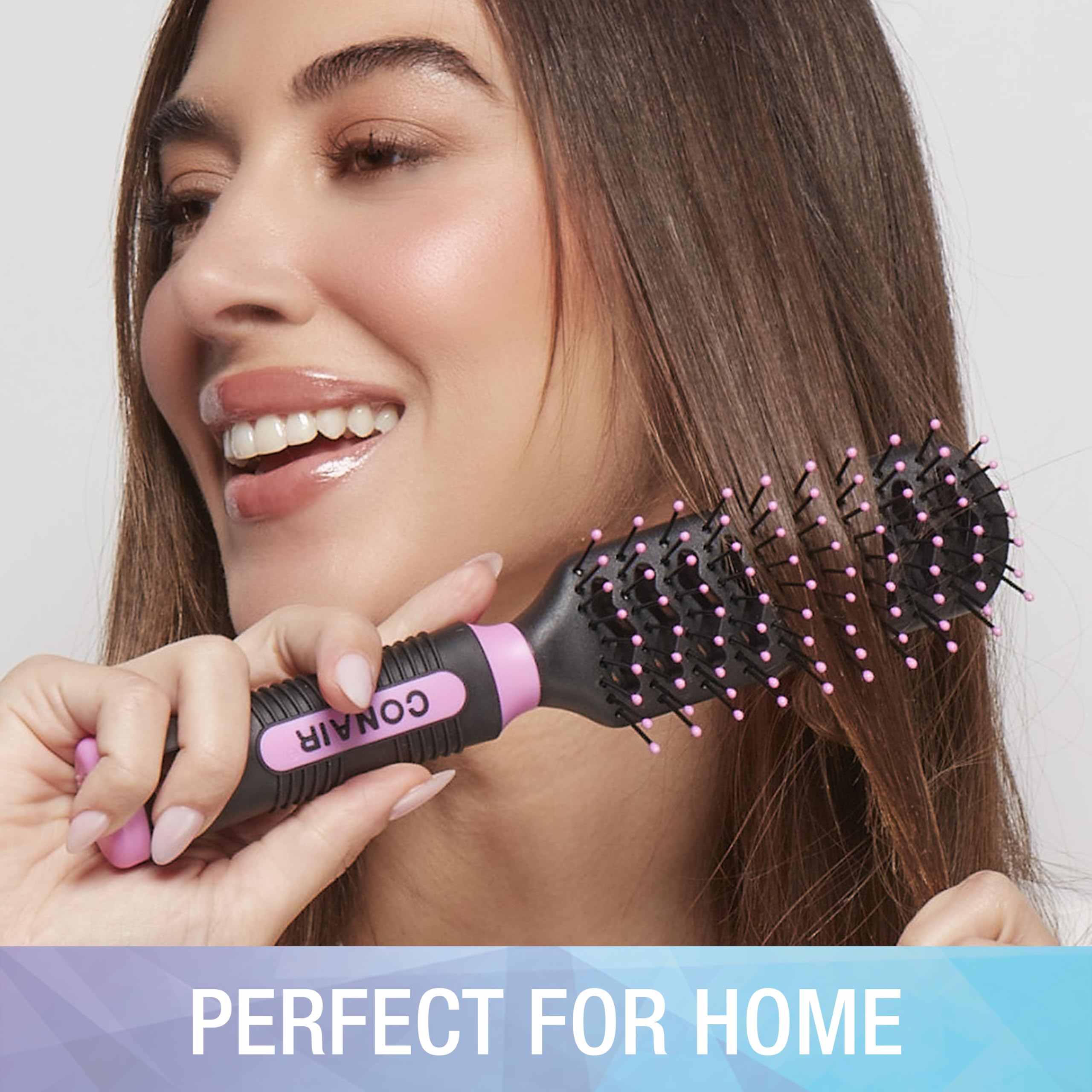 Conair Salon Results Vent Hairbrush Set - Detangling Hair brush - suitable for men and women - features Travel + Full-size - Pink/Black