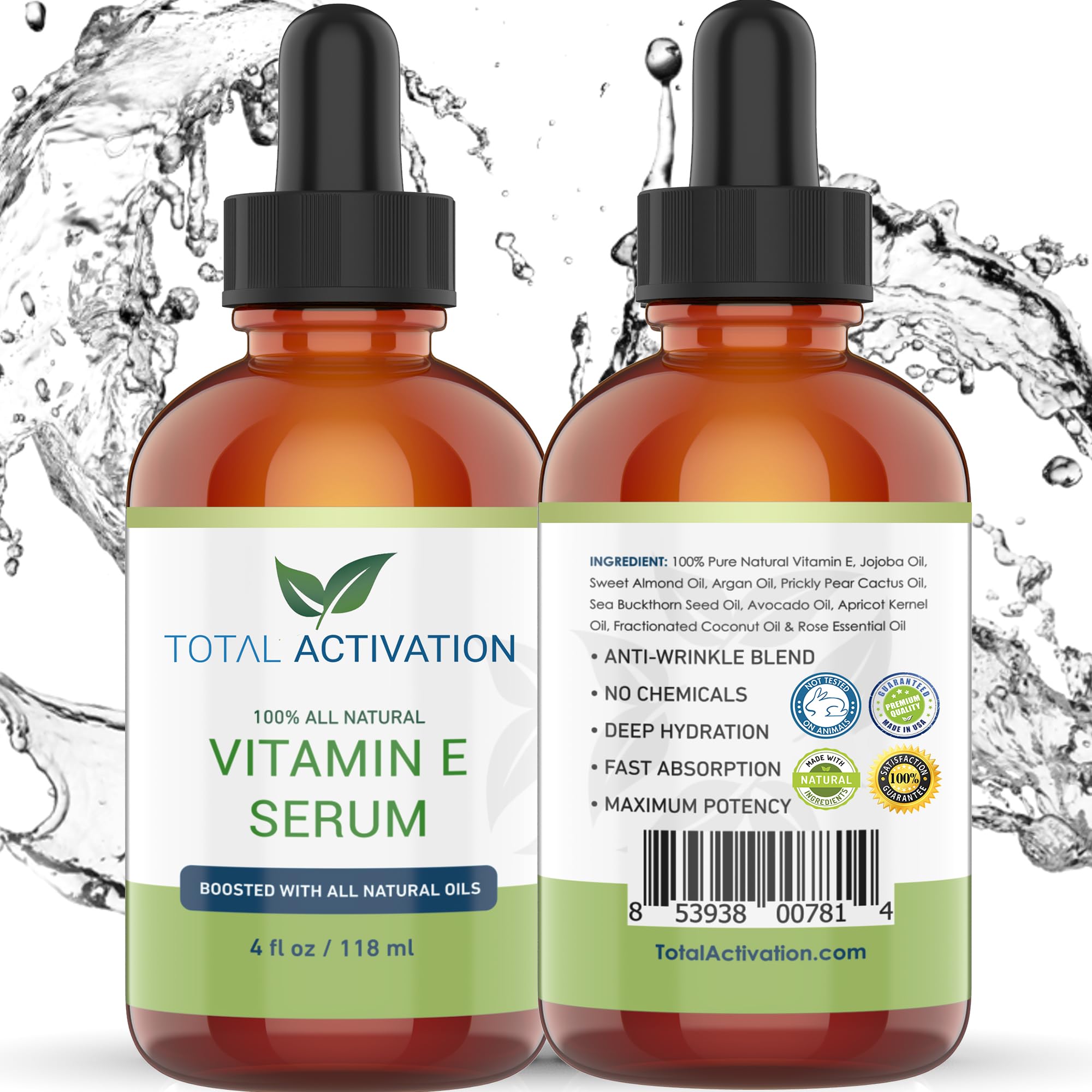 Large 4 oz Organic Vitamin E Oil 100% Pure Cold Pressed for Skin Face Hair Nail Growth, Dry Skin, Body Moisturizer Anti-Aging Skin Moisturizer compare with Vitamin E Cream Scar Minimizer Cream
