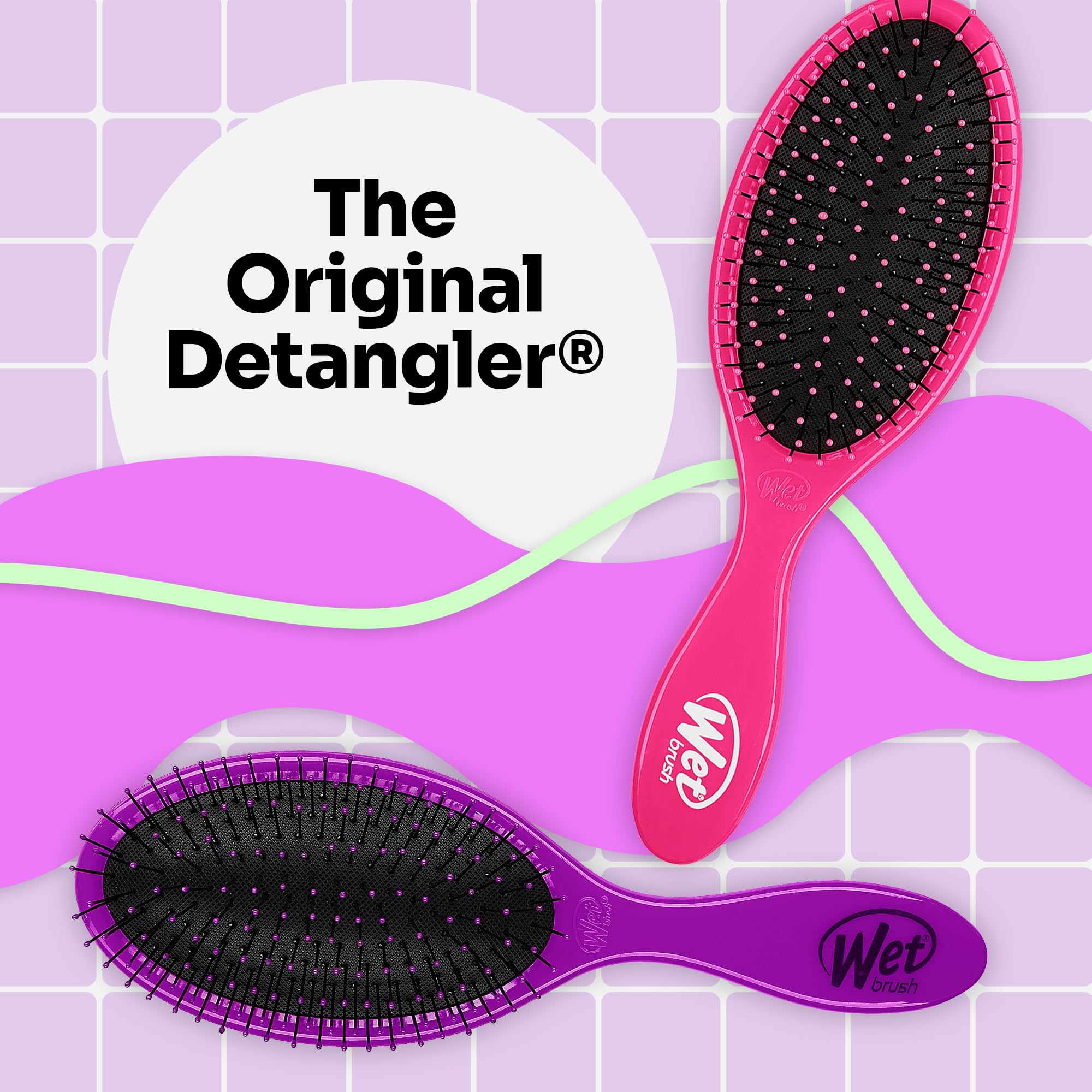 Wet Brush 2 Piece Original Detangler Hair Brush, Pink and Purple
