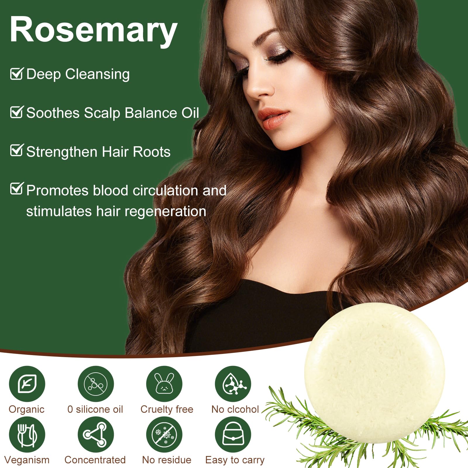 Hotiary Rosemary Oil Shampoo Bar for Hair Growth Strengthening pH Balance Deep Cleansing for Hair & Scalp, Hair Loss Treatment Organic Rosemary Shampoo Bar (2.1 Ounce (Pack of 2))