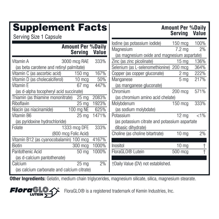 Twinlab Daily One Caps Without Iron - Nutritional Supplement with Zinc, B Vitamins, Magnesium, and More - 60 Capsules - 2 Pack