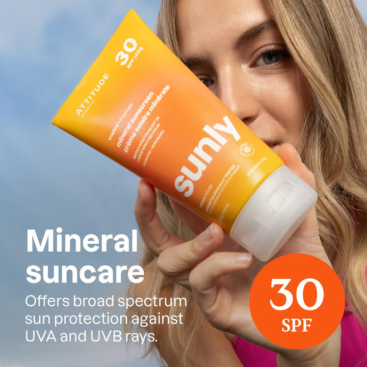 Attitude Natural Care, hypoallergenic mineral Sunscreen, Spf 30, Tropical, 5.2 Oz