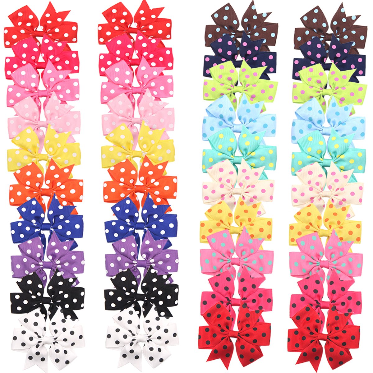 40 Pieces Baby Girls Ribbon Polka Dot Hair Bow Alligator Hair Clips For Girl Teens Kids Babies Toddlers in Pairs