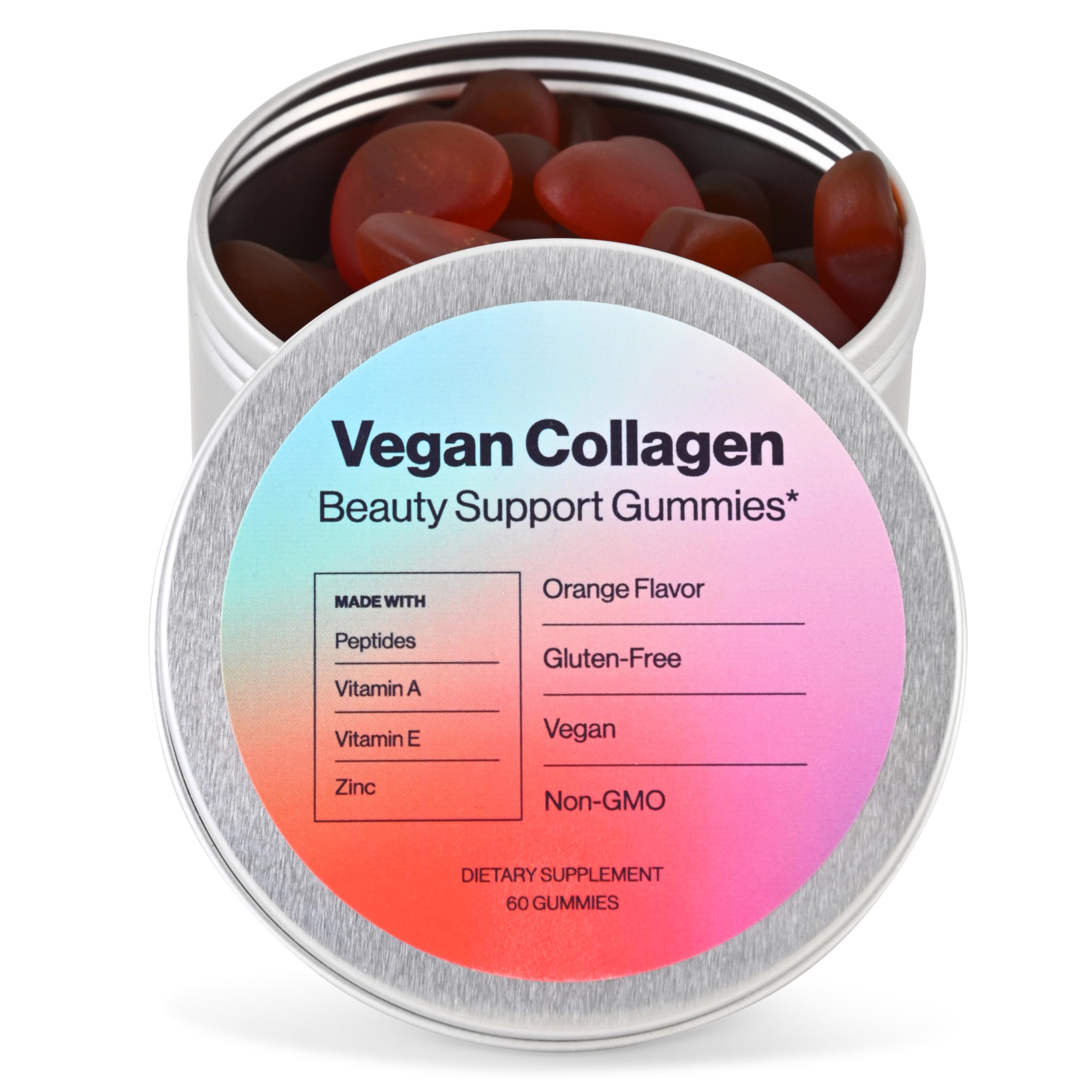 Habit + Habitat Vegan Beauty Support Gummies Collagen Booster with Biotin, Vitamin C, A, E, Folic Acid, and More - 60 Gummies - Plastic-Free Tin - Made with Natural Ingredients