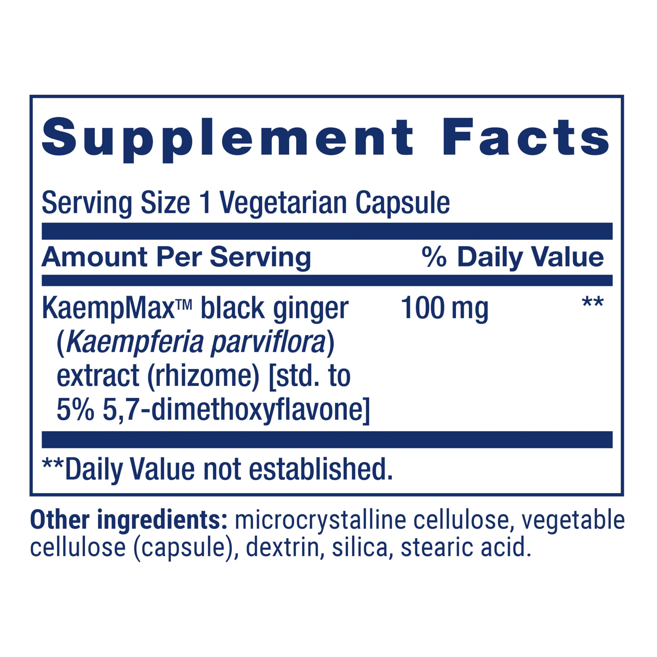 Life Extension Male Vascular Sexual Support, Black Ginger, Kaempferia parviflora, Male Sexual Health, Sexual Function, Gluten-Free, Non-GMO, 1-Daily, 30 Vegetarian Capsules
