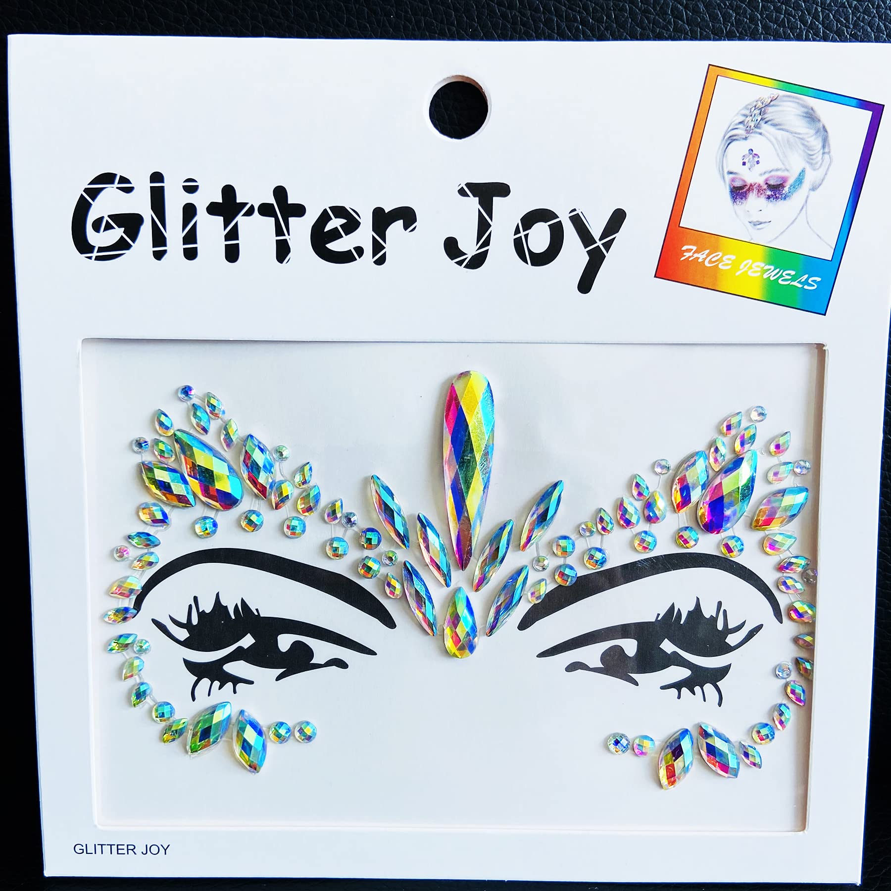 Rhinestone Face Gems Jewels, Festival Face Jewels Tattoo Stickers, Rave Crystals Body Gems Stick on Face, Body Gem Stones Bindi Temporary Face Tattoos for Festival Rave, 6-Pack,AB-Color