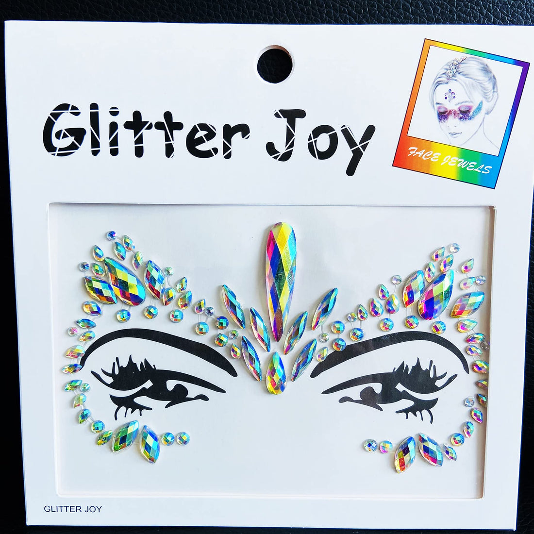 Rhinestone Face Gems Jewels, Festival Face Jewels Tattoo Stickers, Rave Crystals Body Gems Stick on Face, Body Gem Stones Bindi Temporary Face Tattoos for Festival Rave, 6-Pack,AB-Color