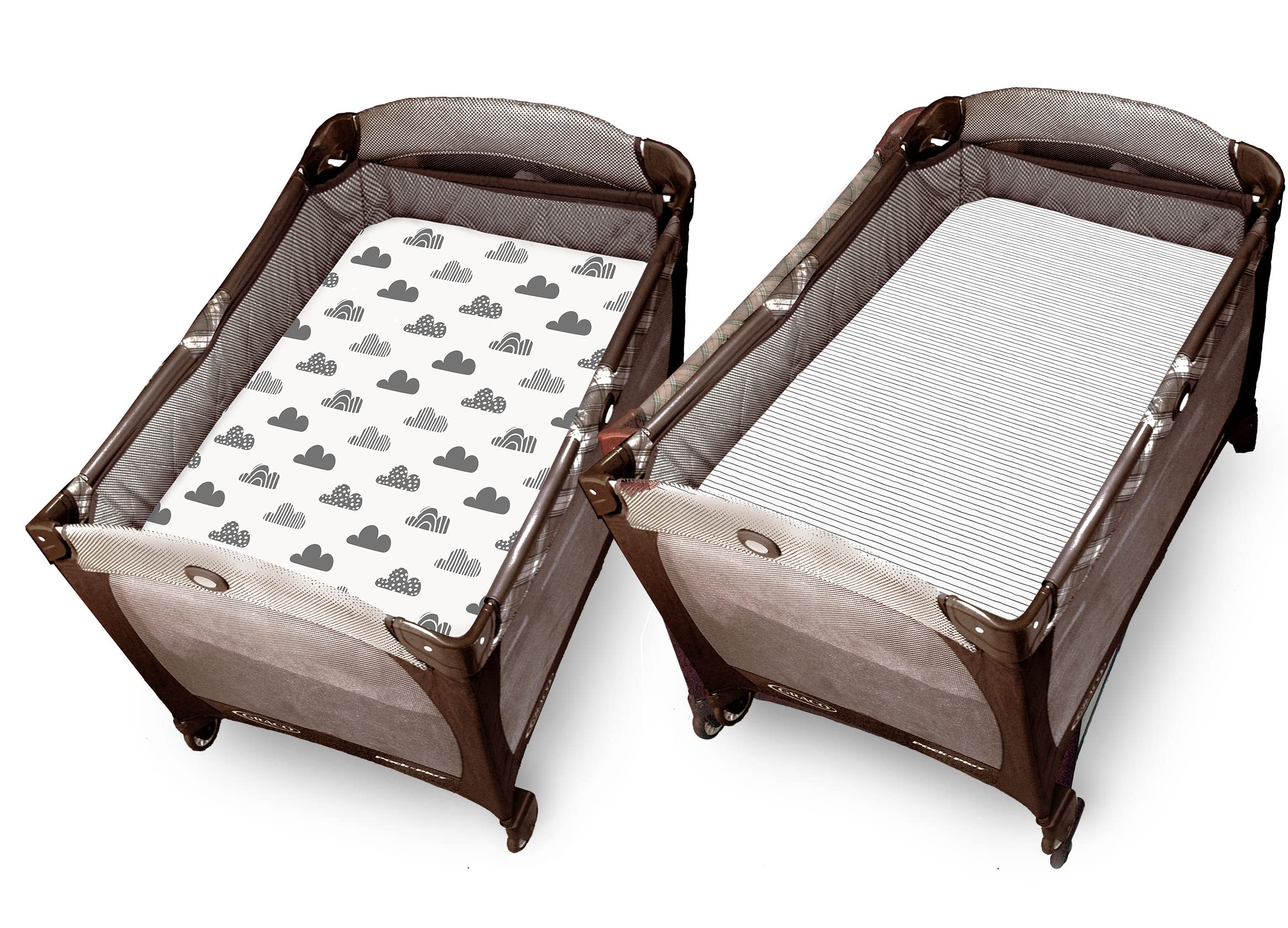 100% Organic Cotton Fitted Sheets for Graco Pack n Play, Babyletto, Pamo Babe, Hiccapop, Dream on Me, Evenflo, Baby Trend, Hygge Hush Portable/Mini Crib/Playards