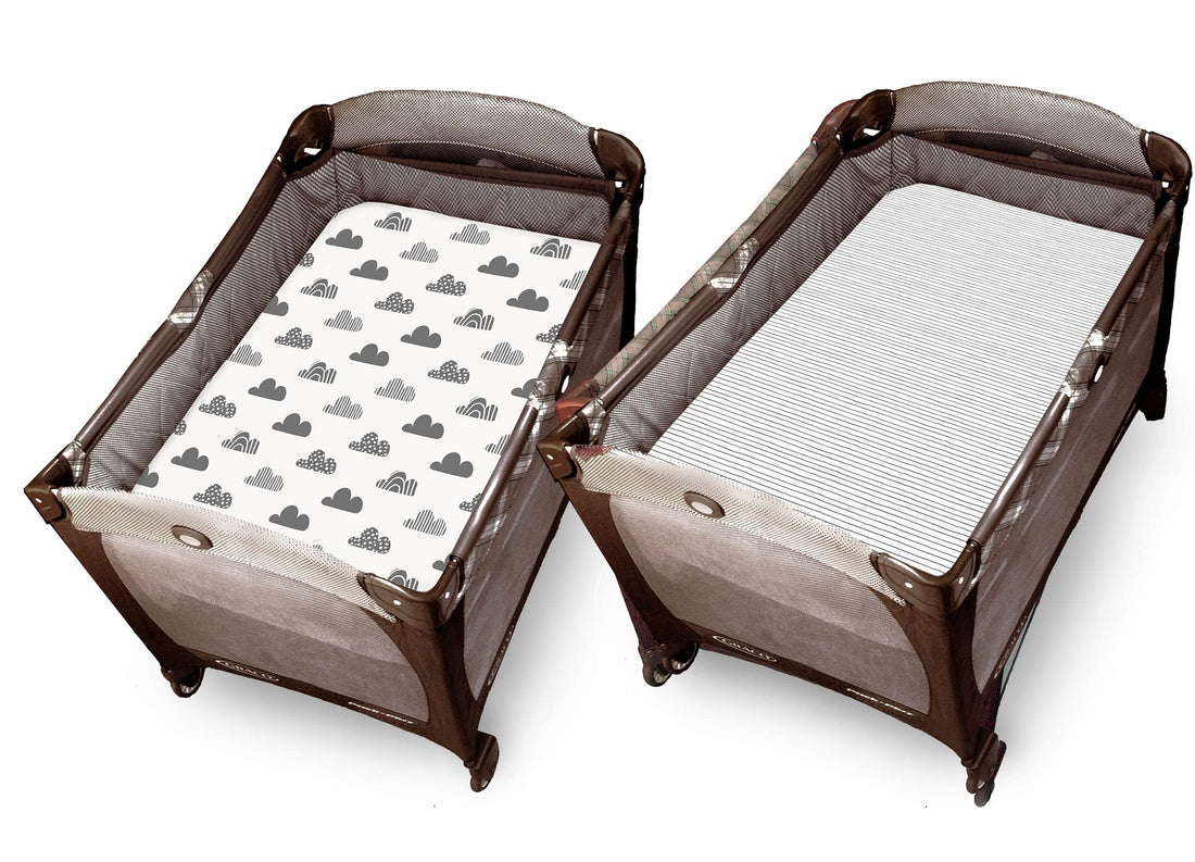 100% Organic Cotton Fitted Sheets for Graco Pack n Play, Babyletto, Pamo Babe, Hiccapop, Dream on Me, Evenflo, Baby Trend, Hygge Hush Portable/Mini Crib/Playards