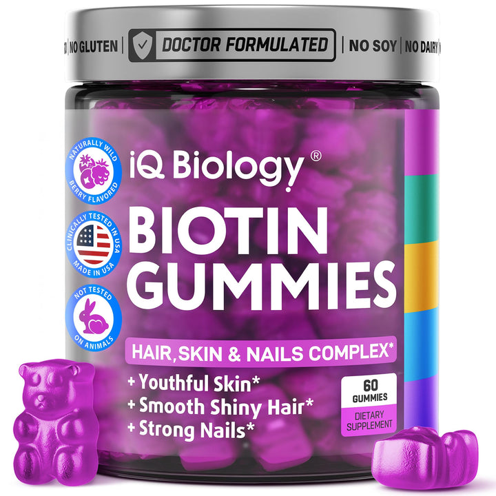 Hair Skin and Nails Gummies with Biotin Collagen Keratin - Hair Growth Supplement & Hair Vitamins for Hair Loss for Women & Men - Hair Skin and Nails Multivitamin Biotin (B7) Gummies - 60 Gummy Bears