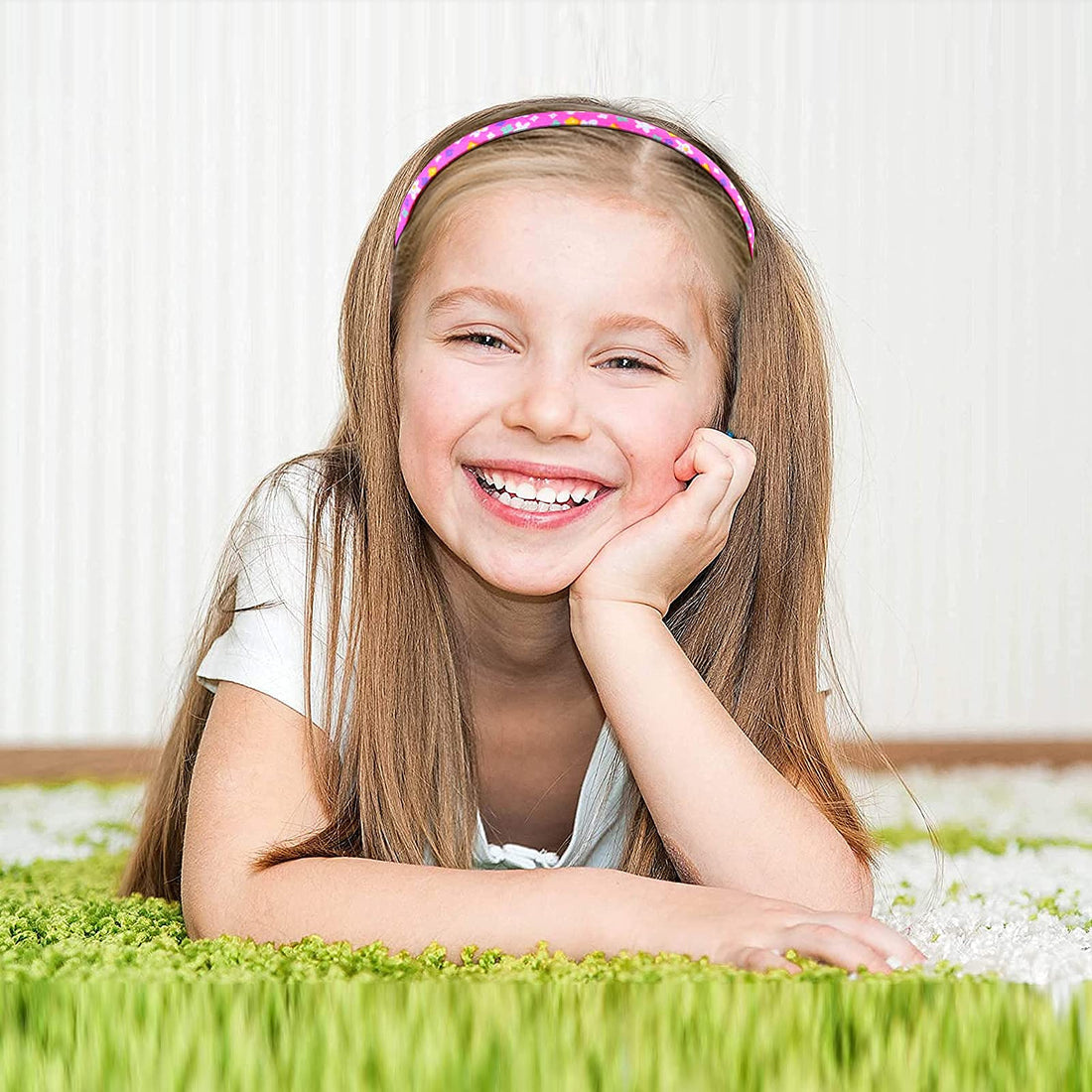 Headbands for Girls 12Pcs Thin Head Bands for Kids Children Hairbands for Toddler Floral Cloth Fabric Covered Headband Birthday Party Favors