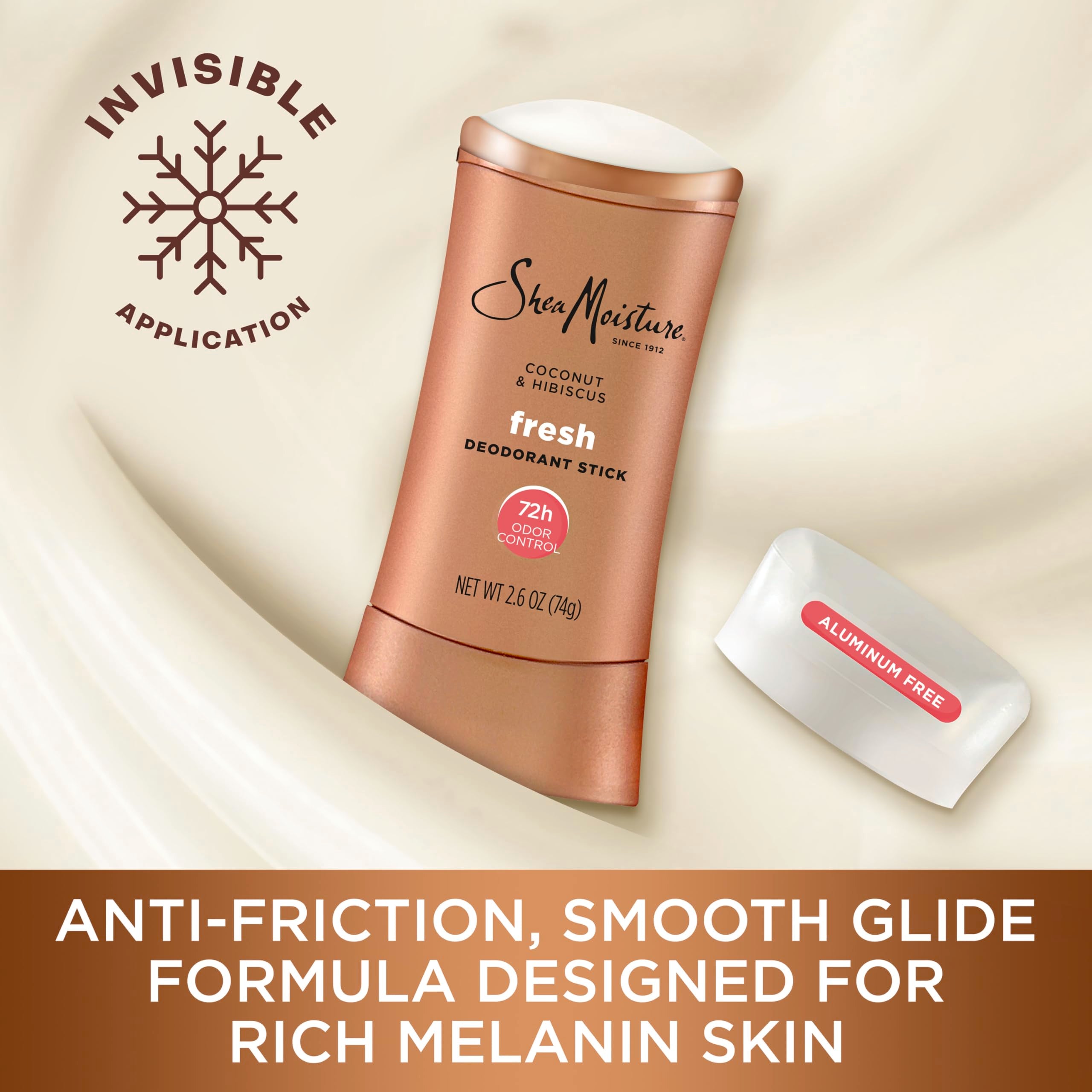 Shea Moisture Deodorant Stick 72h Odor Control Coconut & Hibiscus Fresh Aluminum Free 2.6 oz