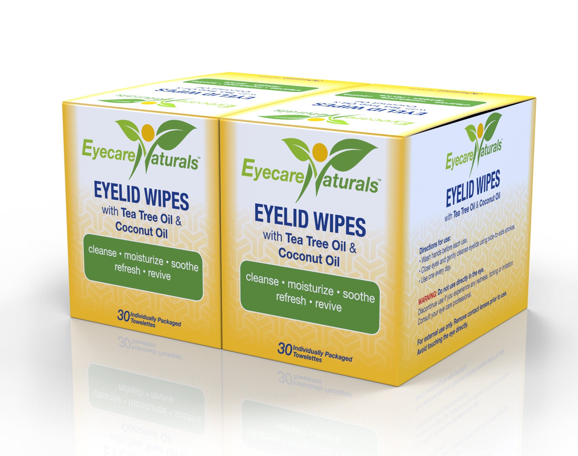 Eyecare Naturals Tea Tree Oil Eyelid Wipes With Coconut Oil - Dry Eyelid Wipes No Rinse, Natural Essential Oil Cleansing Eye Wipes - Daily Eyelid Makeup Remover - Box Of 30 Individually Wrapped Wipes