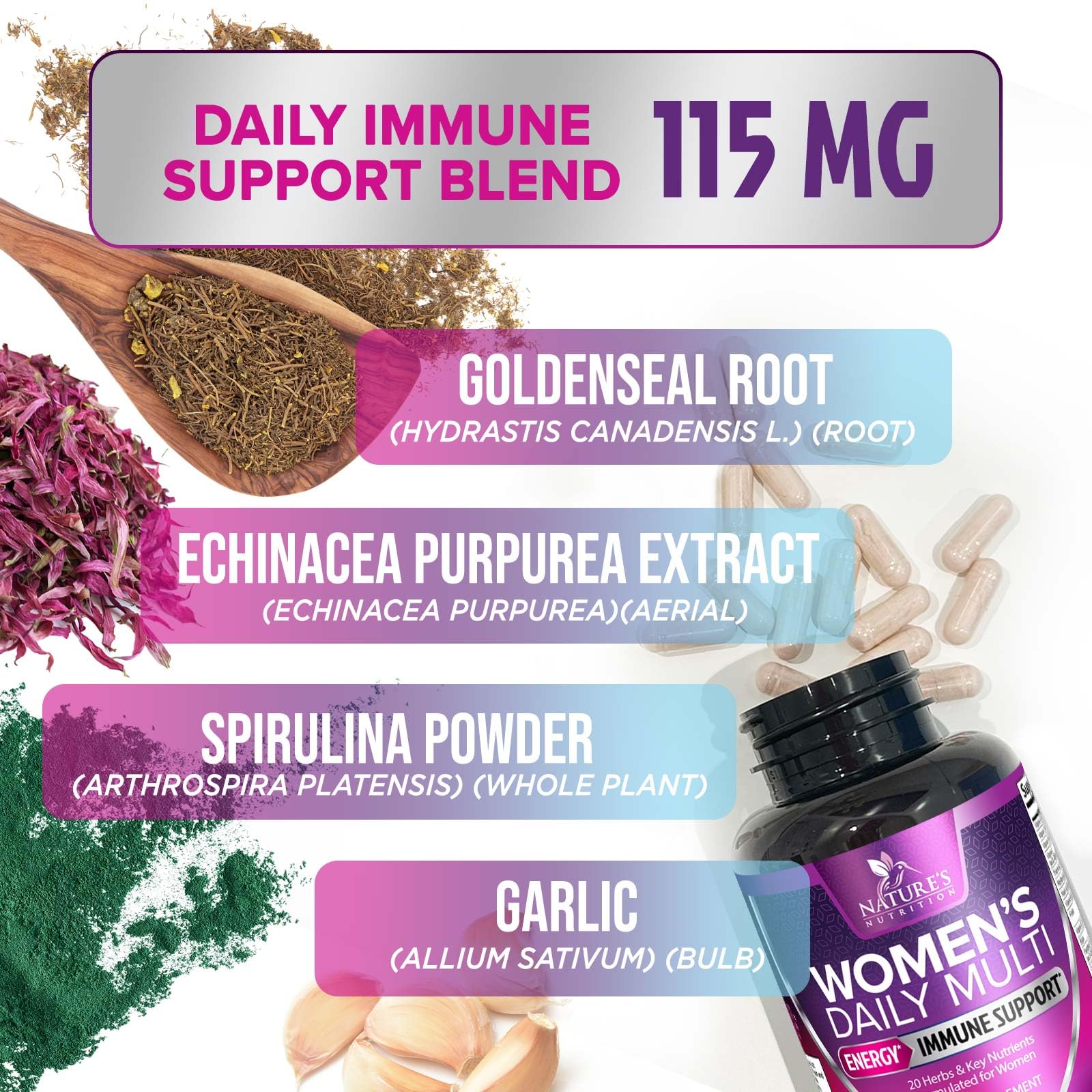 Multivitamin for Women - Womens Daily Multi Vitamin & Multimineral Supplement with Vitamins A, C, D, E, B6, B12, Zinc, Calcium & Magnesium, Energy & Immune Support, Non-GMO, Gluten Free - 120 Capsules